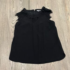 Brixon Ivy Black Lace Scoop Neck Flutter Sleeve Blouse Size S